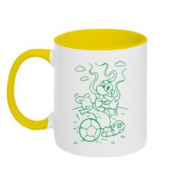 Чашка двухцветная 320ml Козак з м'ячем - PrintSalon