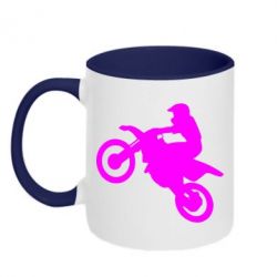 Чашка двухцветная 320ml Кроссовый мотоцикл - PrintSalon