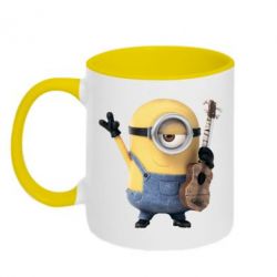 Чашка двухцветная 320ml Миньон с гитарой-PrintSalon Чашка двухцветная 320ml Миньон с гитарой