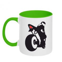 Чашка двокольорова Мотоцикліст на спорті