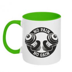Чашка двокольорова No pain no gain гантелі - PrintSalon