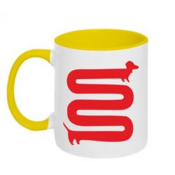 Чашка двухцветная 320ml оооочень длинная такса - PrintSalon