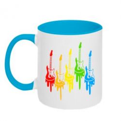 Чашка двокольорова Різнокольорові гітари