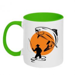 Чашка двокольорова Рибак на тлі сонця