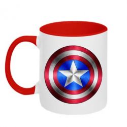 Чашка двухцветная 320ml Щит Капитана Америка - PrintSalon