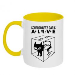Чашка двокольорова Schrodinger's cat is alive