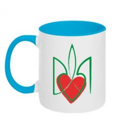 Чашка двухцветная 320ml Серце з гербом - PrintSalon