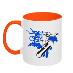 Чашка двухцветная 320ml Сноубординг - PrintSalon