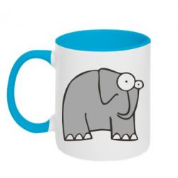 Чашка двухцветная 320ml удивленный слон - PrintSalon