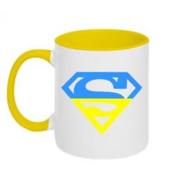 Чашка двухцветная 320ml Український Superman - PrintSalon