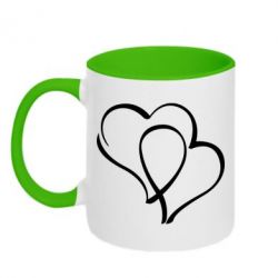Чашка двокольорова Закохані серця