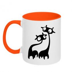 Чашка двухцветная 320ml Жирафы - PrintSalon