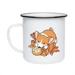Кружка эмалированная Autumn Corgi - PrintSalon
