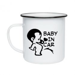 Кружка эмалированная Baby in car - PrintSalon