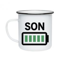 Кружка эмалированная Battery son - PrintSalon