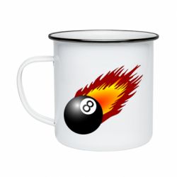 Кружка эмалированная Бильярдный шар в огне - PrintSalon