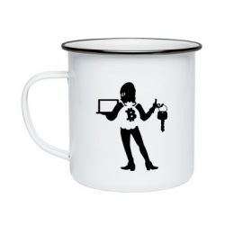 Кружка эмалированная Bitcoin and money - PrintSalon