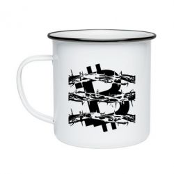 Кружка эмалированная Bitcoin in barbed wire - PrintSalon