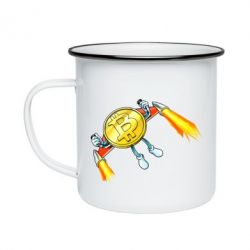 Кружка эмалированная Bitcoin into space - PrintSalon