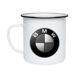 Кружка эмалированная BMW Black & White - PrintSalon