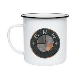 Кружка эмалированная BMW Steel Logo - PrintSalon