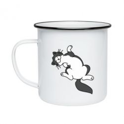 Кружка емальована Cat relishes - PrintSalon