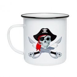 Кружка эмалированная Череп пирата - PrintSalon