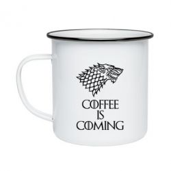 Кружка эмалированная Coffee is coming - PrintSalon