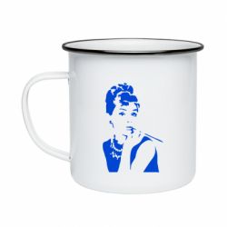 Кружка емальована Дівчина фарбує губи - PrintSalon