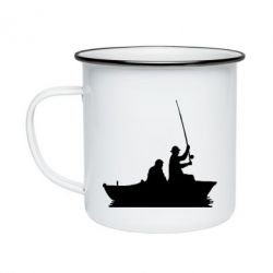 Кружка емальована Два рыбака на лодке