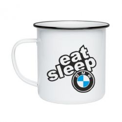 Кружка эмалированная Eat, sleep, BMW - PrintSalon