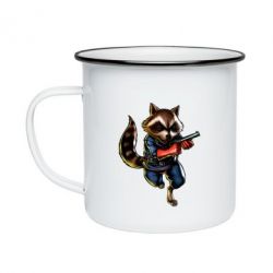 Кружка емальована Єнот Ракета - PrintSalon
