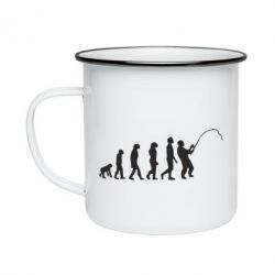 Кружка эмалированная Эволюция рыбака - PrintSalon