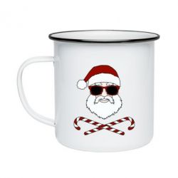 Кружка емальована Fashionable Santa - PrintSalon