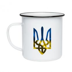 Кружка емальована Герб на фоні прапора - PrintSalon