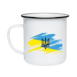 Кружка емальована Герб на прапорі надає рваній - PrintSalon