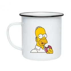 Кружка эмалированная Гомер любит пончики - PrintSalon