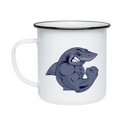 Кружка эмалированная Gym Shark - PrintSalon
