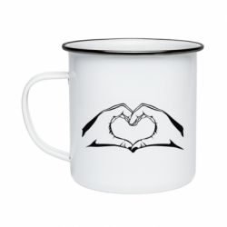 Кружка эмалированная Heart from hands - PrintSalon