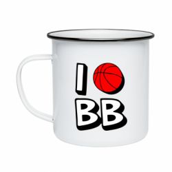 Кружка эмалированная I love basketball - PrintSalon