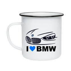 Кружка эмалированная I love BMW 2 - PrintSalon
