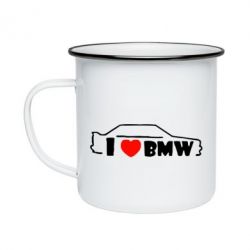 Кружка эмалированная I love BMW - PrintSalon