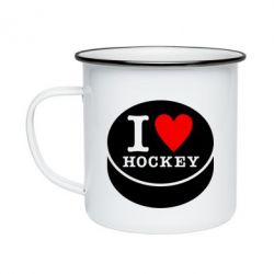 Кружка эмалированная I love hockey - PrintSalon