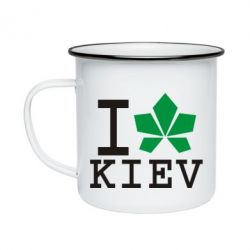 Кружка эмалированная I love Kiev - с листиком - PrintSalon
