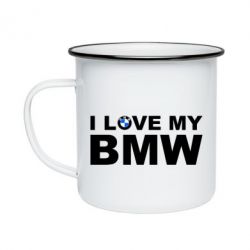 Кружка эмалированная I love my BMW - PrintSalon