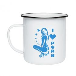 Кружка эмалированная I love Porn - PrintSalon