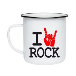Кружка эмалированная I love rock - PrintSalon
