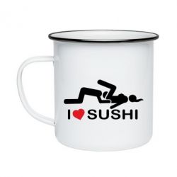 Кружка эмалированная I love sushi - PrintSalon