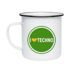 Кружка емальована I love techno music - PrintSalon