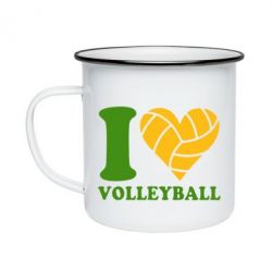 Кружка эмалированная I love volleyball - PrintSalon